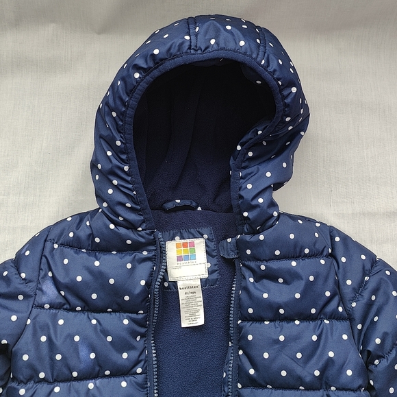 Healthtex Girl's Toddler Puffer Jacket - Blue w/White Polka Dots - Size 4T - Picture 6 of 8